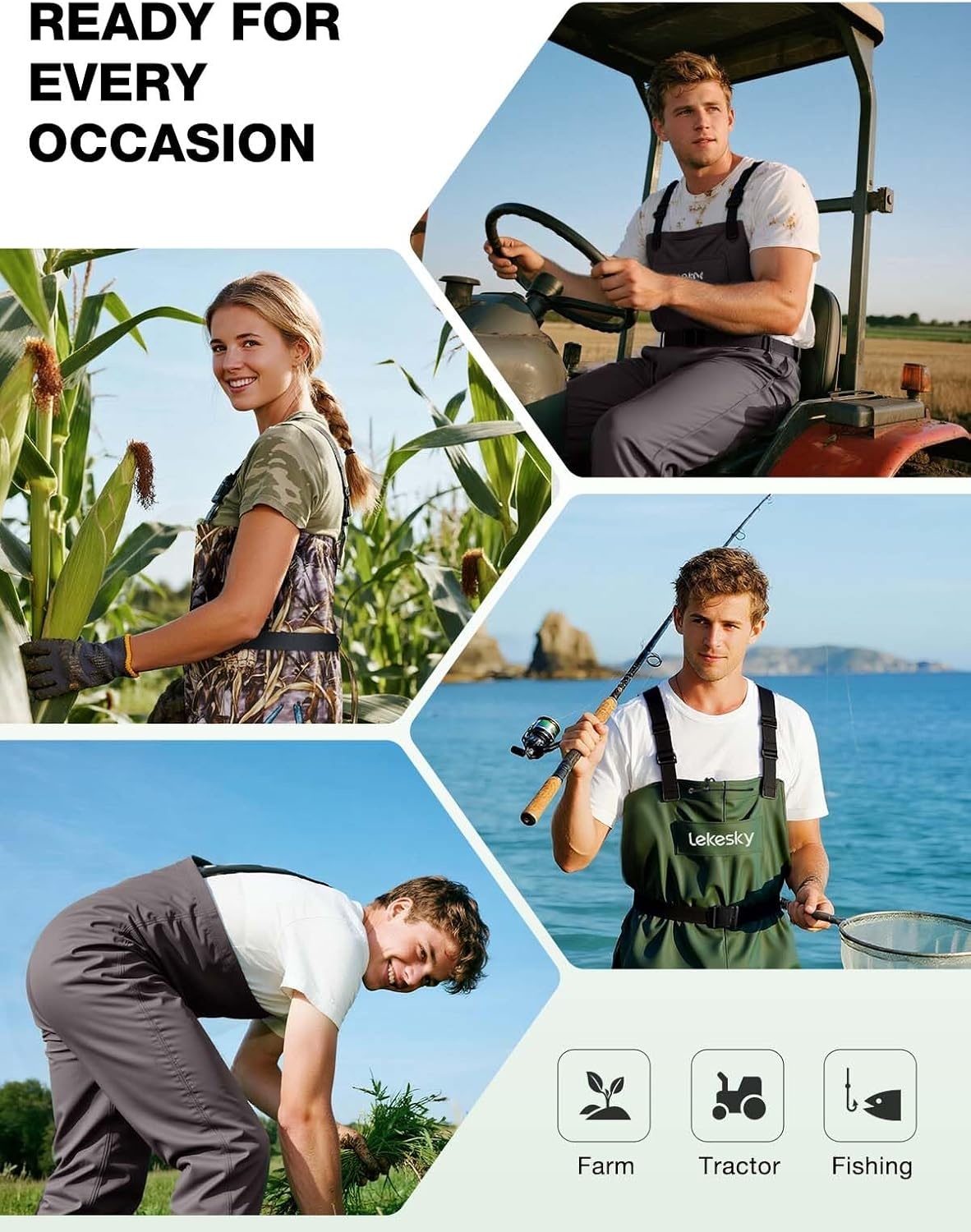 image:imageLekesky Fly Fishing Chest Waders with Boots for Men Women US Sizes 5142Ply NylonPvc Waterproof WadersBrown