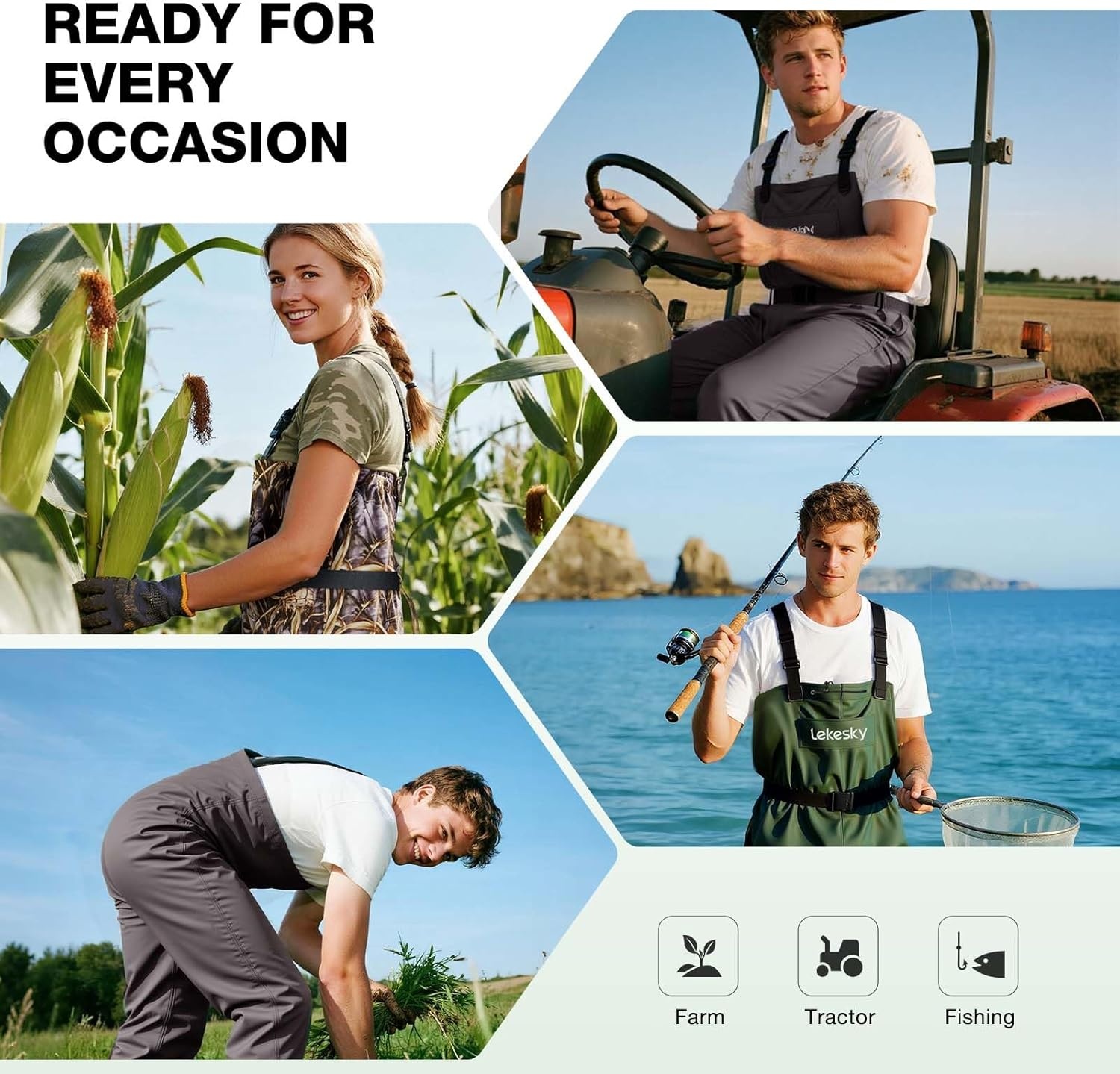 image:imageLekesky Fly Fishing Chest Waders with Boots for Men Women US Sizes 5142Ply NylonPvc Waterproof WadersBrown