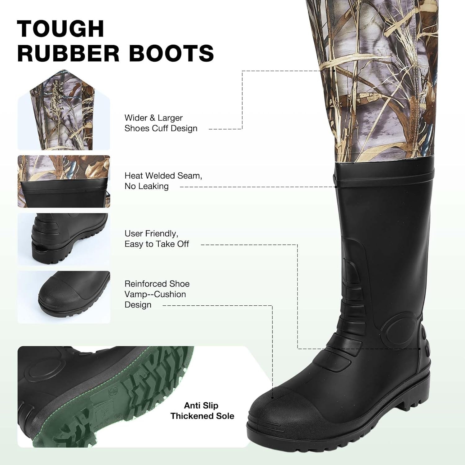 image:imageLekesky Fly Fishing Chest Waders with Boots for Men Women US Sizes 5142Ply NylonPvc Waterproof WadersCamo