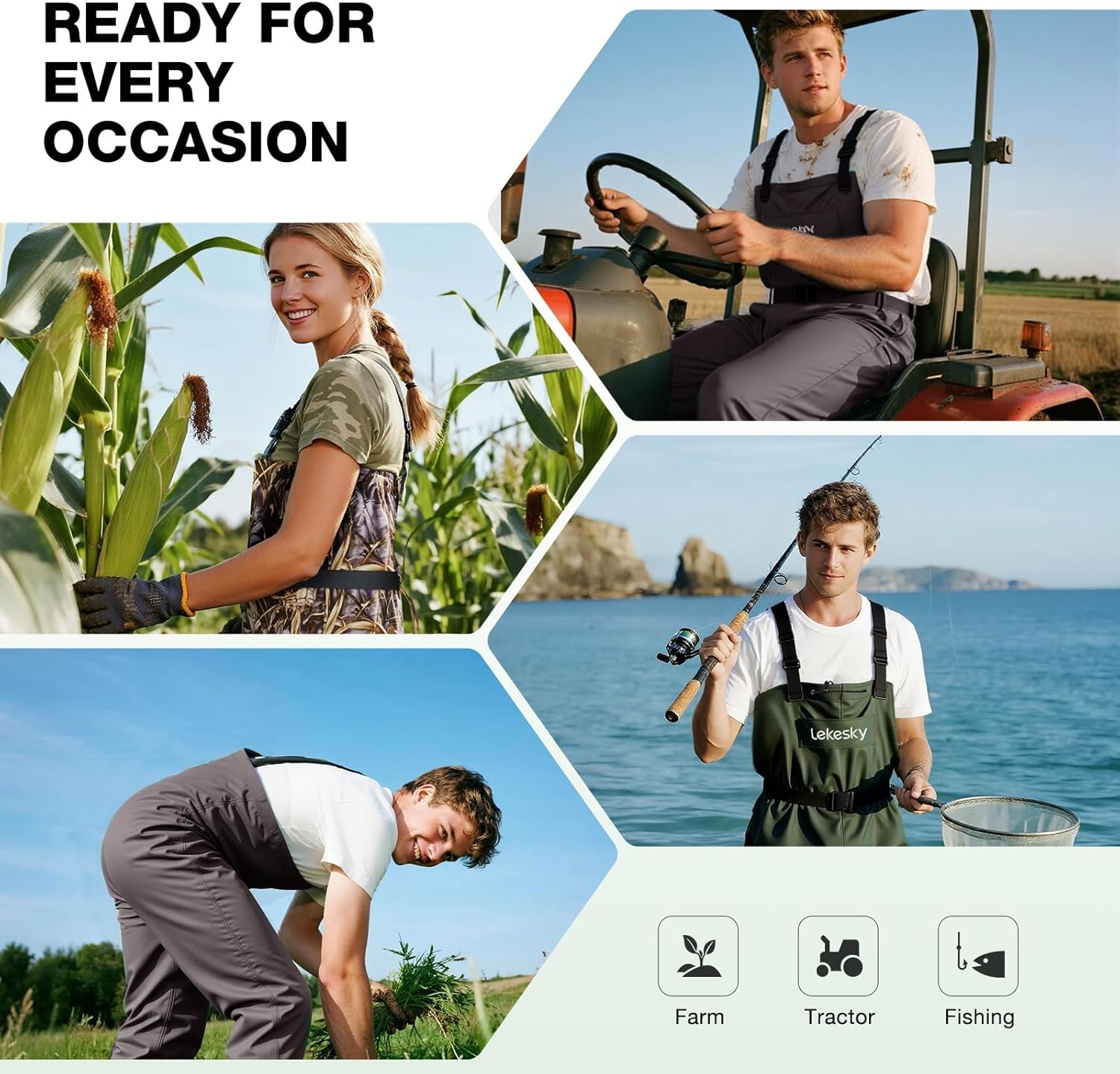 image:imageLekesky Fly Fishing Chest Waders with Boots for Men Women US Sizes 5142Ply NylonPvc Waterproof WadersGreen