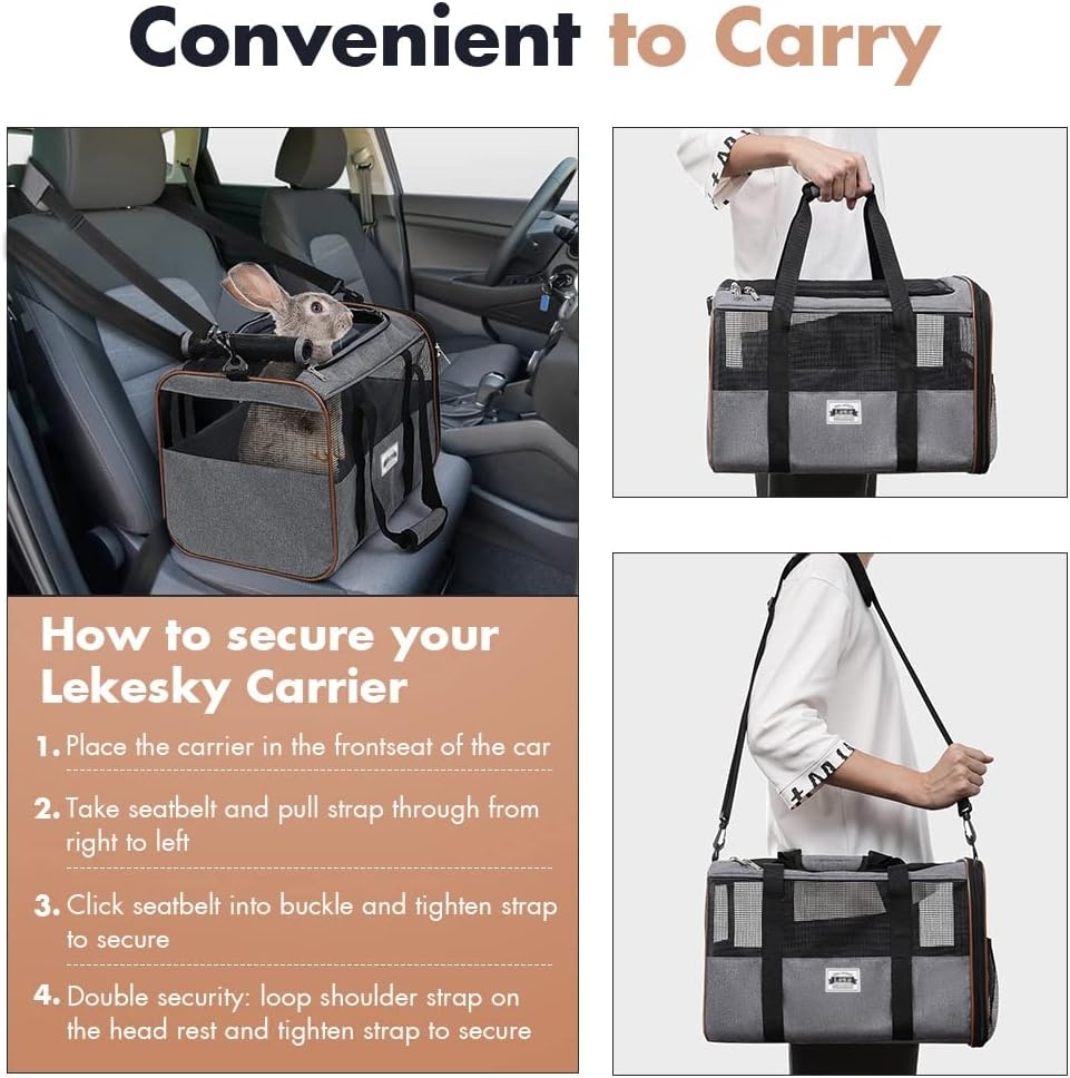 image:imageLekesky Guinea Pig Carrier Small Pet Carrier for Hamster Rabbit Bunny Travel Pet Carrier for Small Animals Grey
