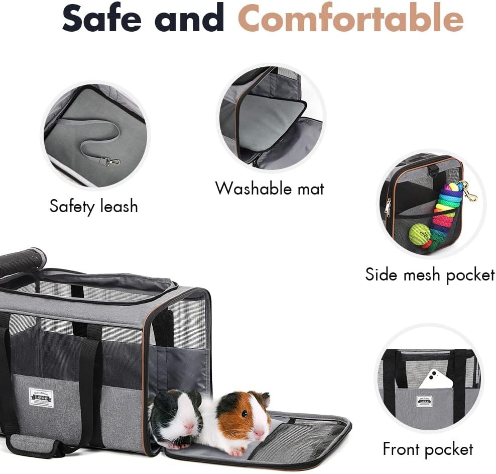 image:imageLekesky Guinea Pig Carrier Small Pet Carrier for Hamster Rabbit Bunny Travel Pet Carrier for Small Animals Grey