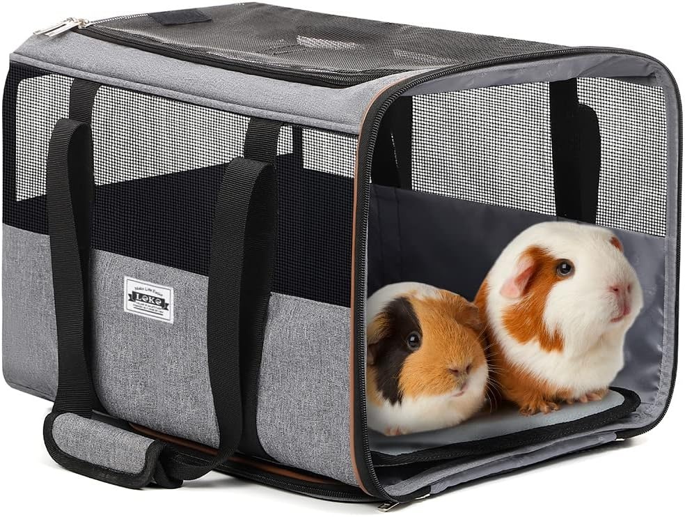 image:imageLekesky Guinea Pig Carrier Small Pet Carrier for Hamster Rabbit Bunny Travel Pet Carrier for Small Animals Grey
