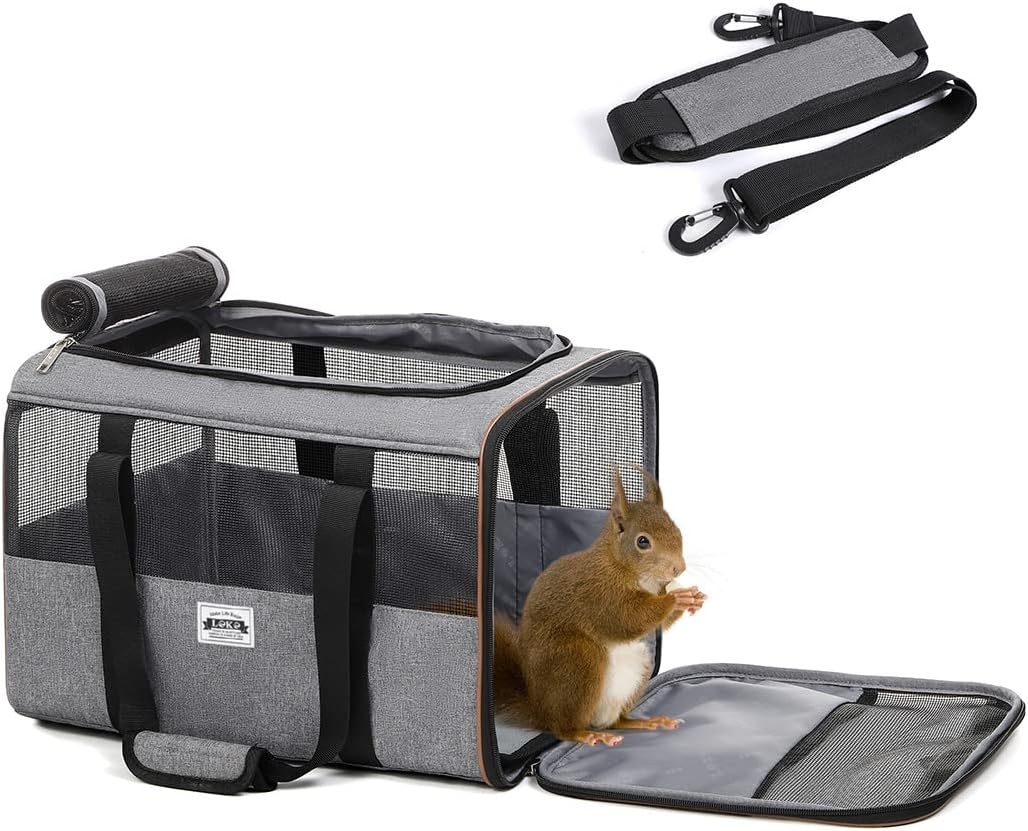 image:imageLekesky Guinea Pig Carrier Small Pet Carrier for Hamster Rabbit Bunny Travel Pet Carrier for Small Animals Grey