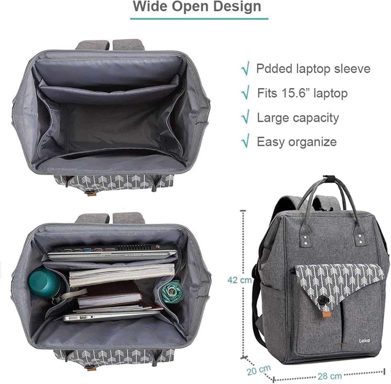 image:imageLekesky Laptop Backpack Women 156 Inch Travel Backpack for Work Stylish and Water Repellent Grey Backpack Work Stylish Waterproof Grey Grey01 156 inch