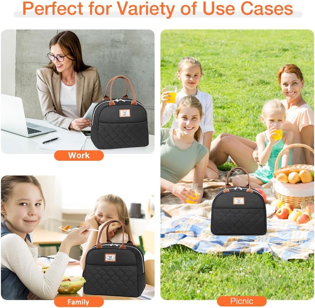 image:imageLekesky Lunch Bag for Women Insulated Small Lunch Box Leakproof Lunchbox for Nurses Work Black