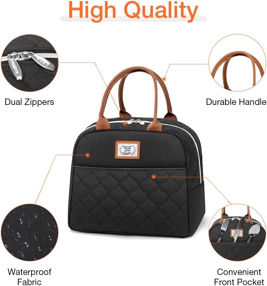 image:imageLekesky Lunch Bag for Women Insulated Small Lunch Box Leakproof Lunchbox for Nurses Work Black