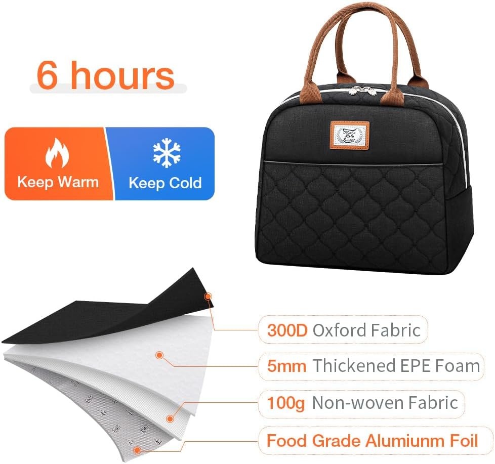 image:imageLekesky Lunch Bag for Women Insulated Small Lunch Box Leakproof Lunchbox for Nurses Work Black
