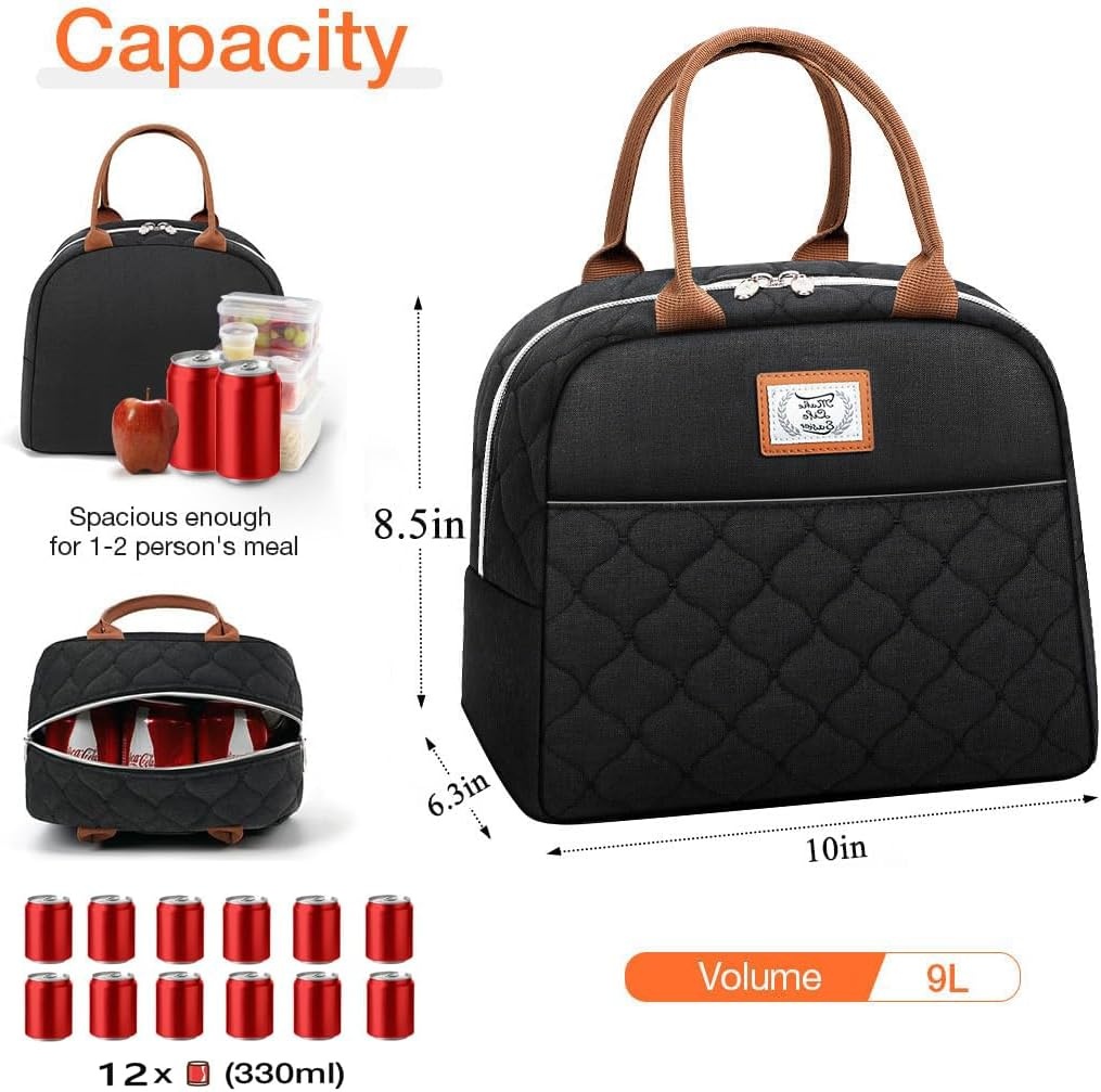 image:imageLekesky Lunch Bag for Women Insulated Small Lunch Box Leakproof Lunchbox for Nurses Work Black