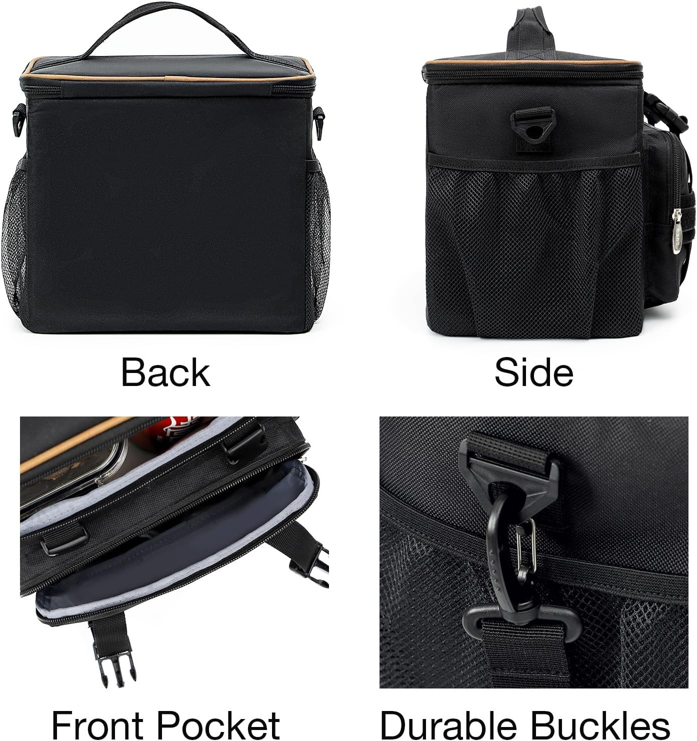 image:imageLekesky Mens Lunch Bag Insulated Lunchbox Meal Prep Lunch Box Lunch Cooler Bags Adults Work with one Coolers Ice Pack one Leakproof PVC Bag Black