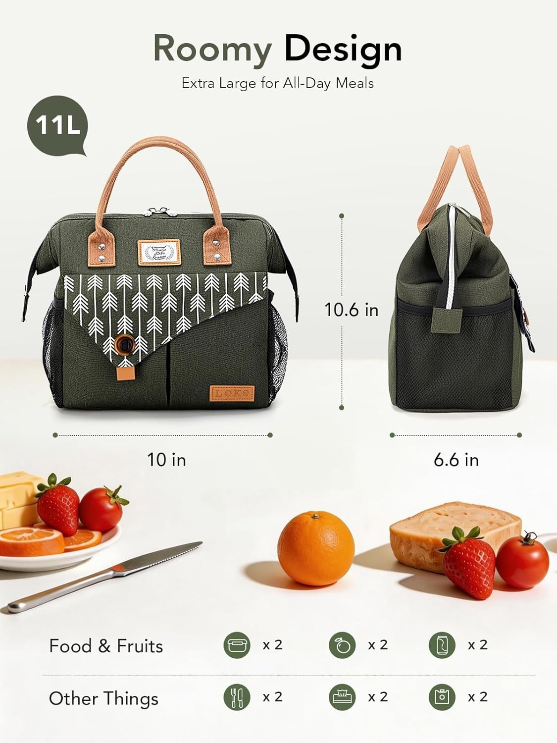 image:imageLekesky Pink Lunch Bag for Women Insulated Lunch Box Leakproof Lunchbox for Adult WorkB Green