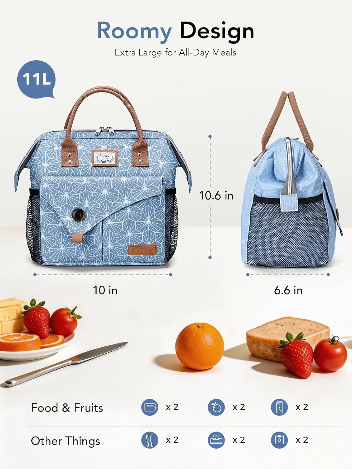 image:imageLekesky Pink Lunch Bag for Women Insulated Lunch Box Leakproof Lunchbox for Adult WorkC Blue