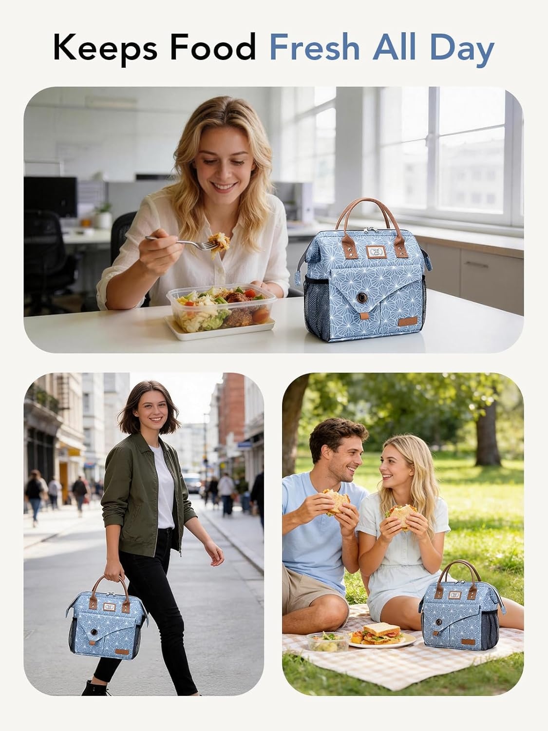 image:imageLekesky Pink Lunch Bag for Women Insulated Lunch Box Leakproof Lunchbox for Adult WorkC Blue