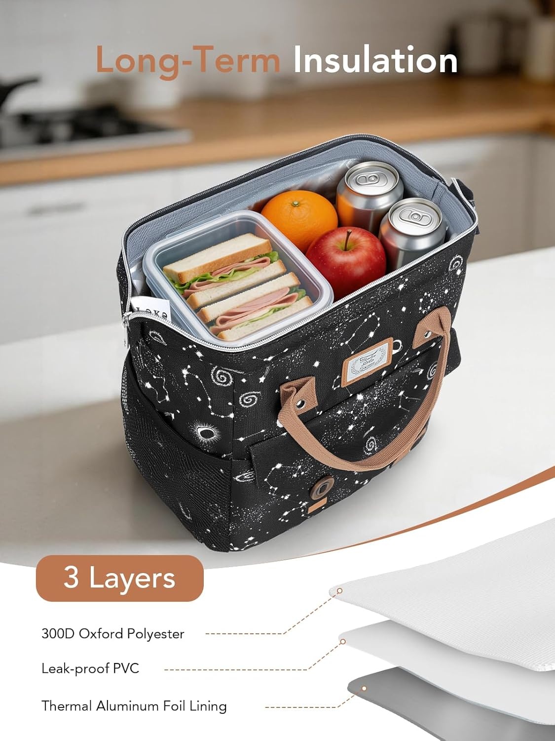 image:imageLekesky Pink Lunch Bag for Women Insulated Lunch Box Leakproof Lunchbox for Adult WorkD Constellation 2