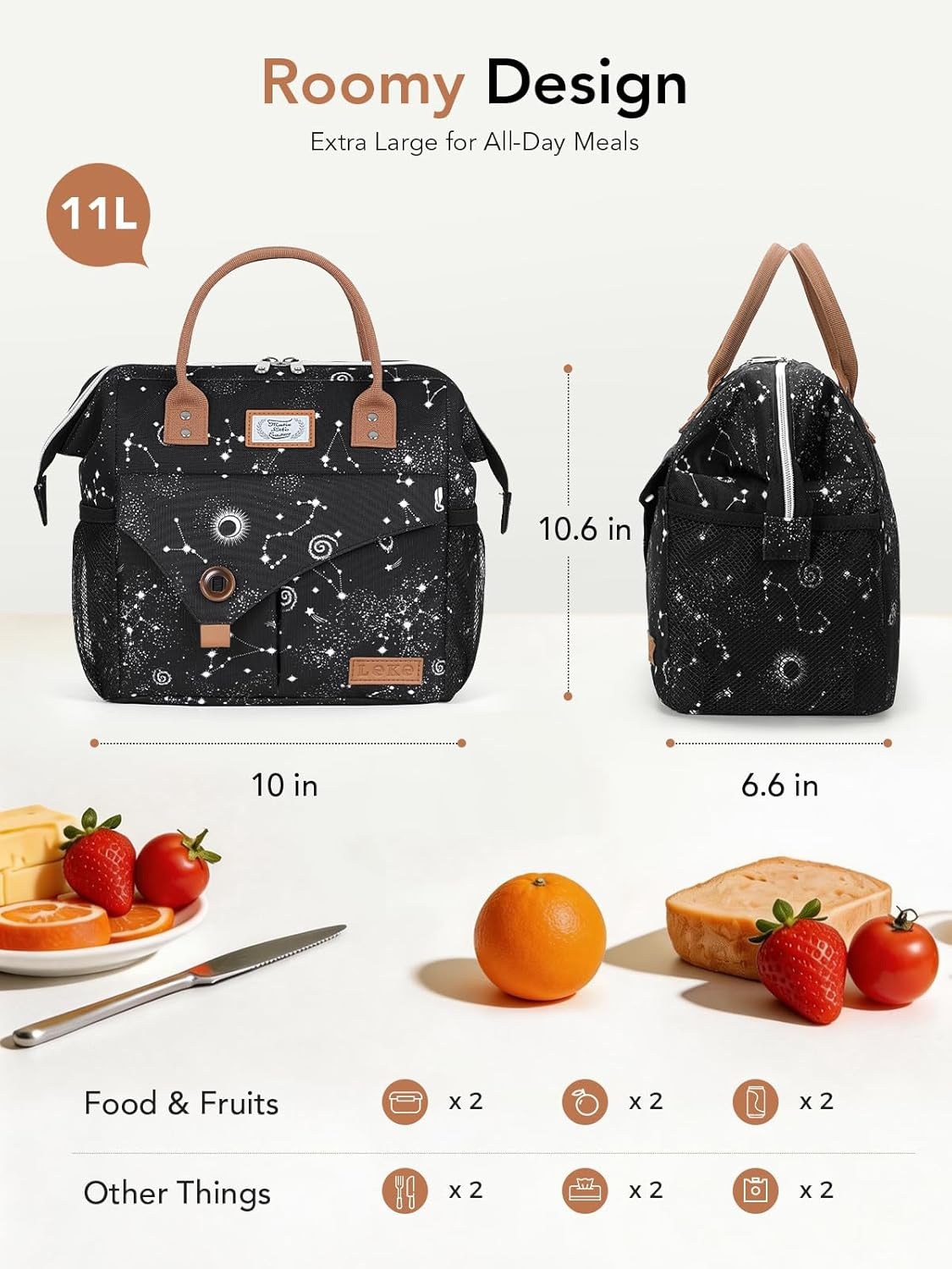 image:imageLekesky Pink Lunch Bag for Women Insulated Lunch Box Leakproof Lunchbox for Adult WorkD Constellation 2