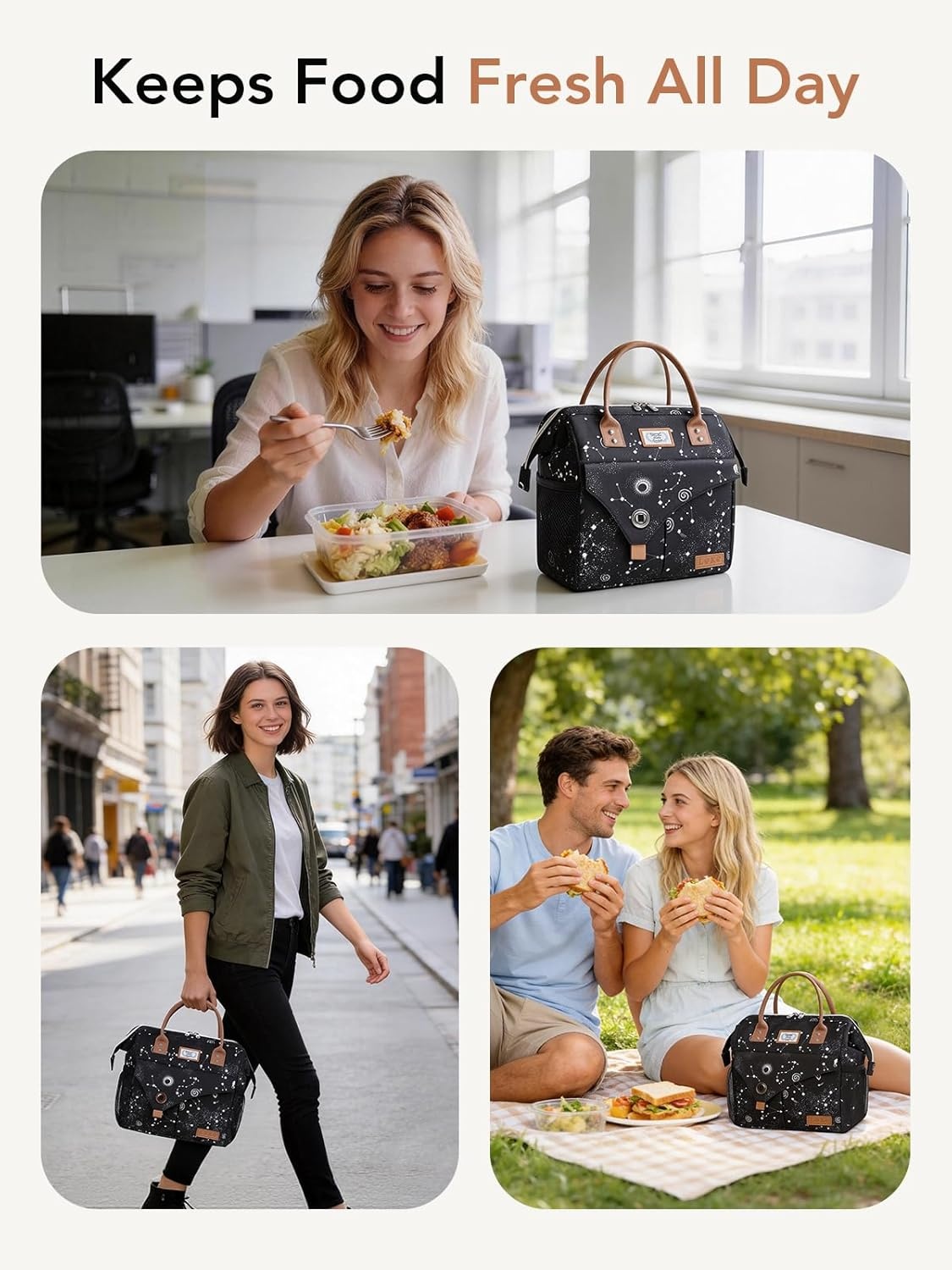 image:imageLekesky Pink Lunch Bag for Women Insulated Lunch Box Leakproof Lunchbox for Adult WorkD Constellation 2