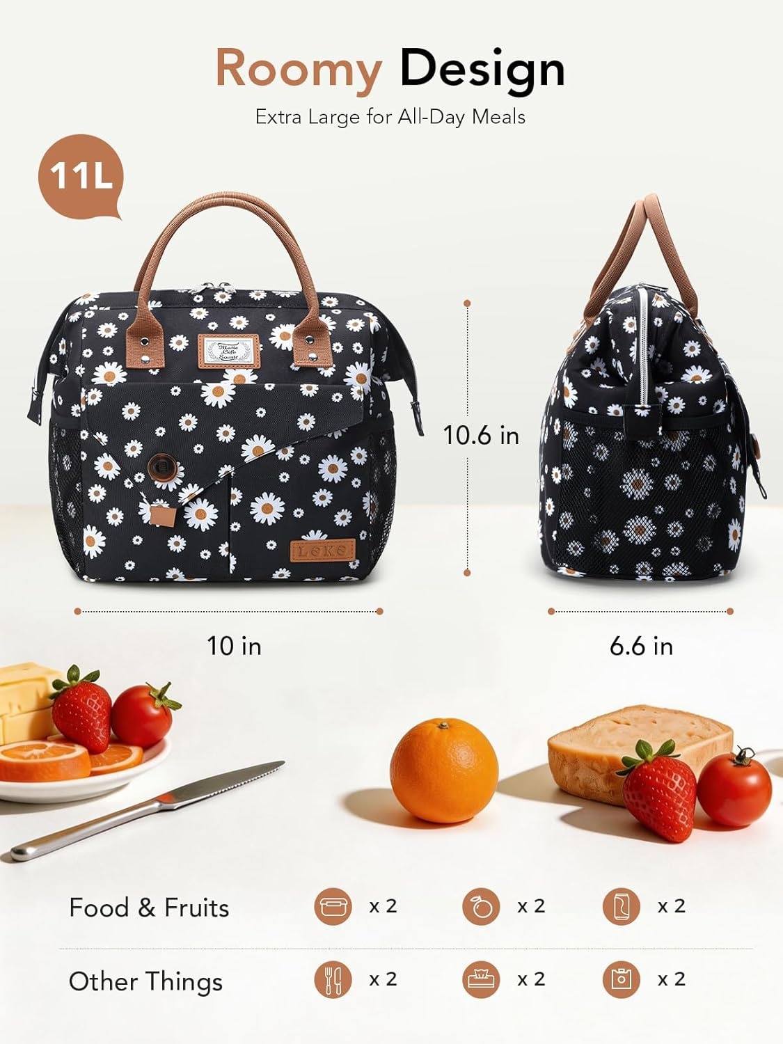 image:imageLekesky Pink Lunch Bag for Women Insulated Lunch Box Leakproof Lunchbox for Adult WorkD Daisy