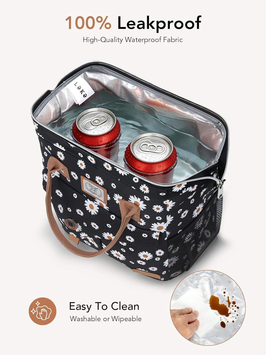 image:imageLekesky Pink Lunch Bag for Women Insulated Lunch Box Leakproof Lunchbox for Adult WorkD Daisy