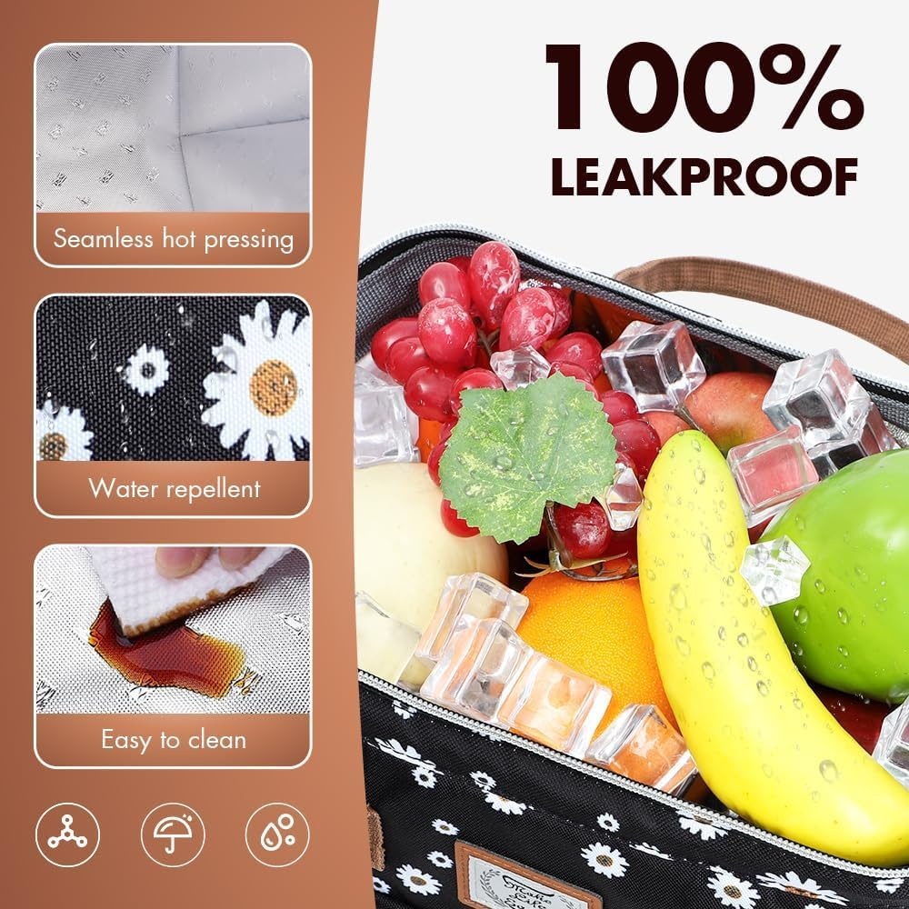 image:imageLekesky Pink Lunch Bag for Women Insulated Lunch Box Leakproof Lunchbox for Adult WorkD Daisy