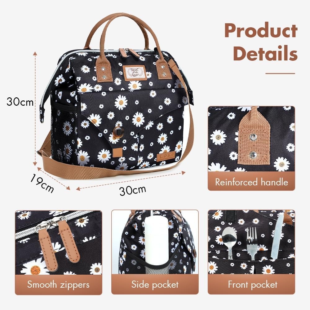 image:imageLekesky Pink Lunch Bag for Women Insulated Lunch Box Leakproof Lunchbox for Adult WorkD Daisy
