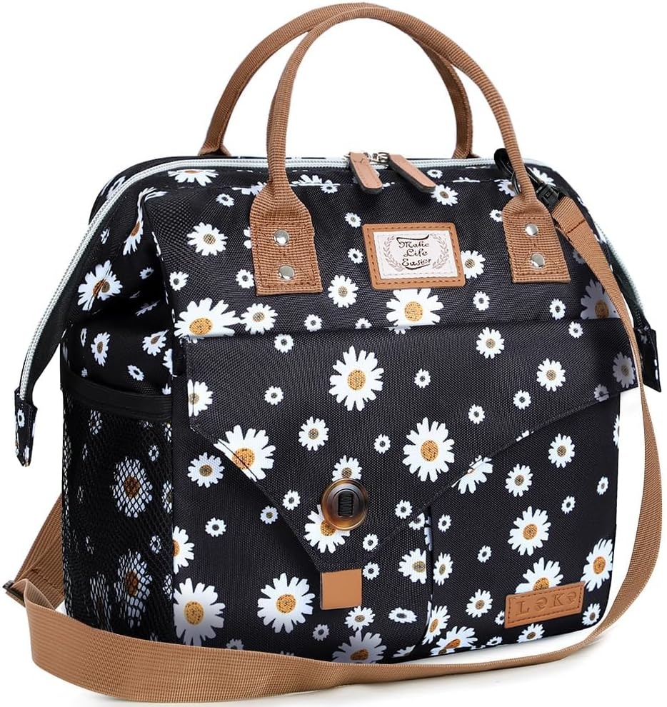 image:imageLekesky Pink Lunch Bag for Women Insulated Lunch Box Leakproof Lunchbox for Adult WorkD Daisy