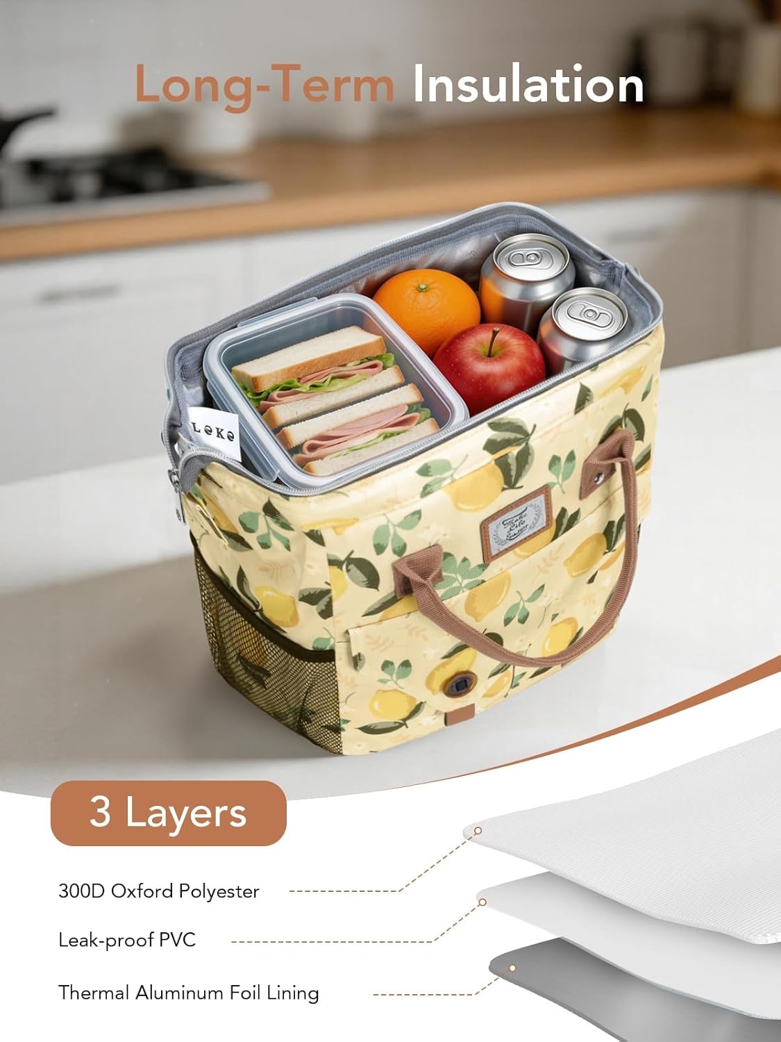 image:imageLekesky Pink Lunch Bag for Women Insulated Lunch Box Leakproof Lunchbox for Adult WorkD Lemon