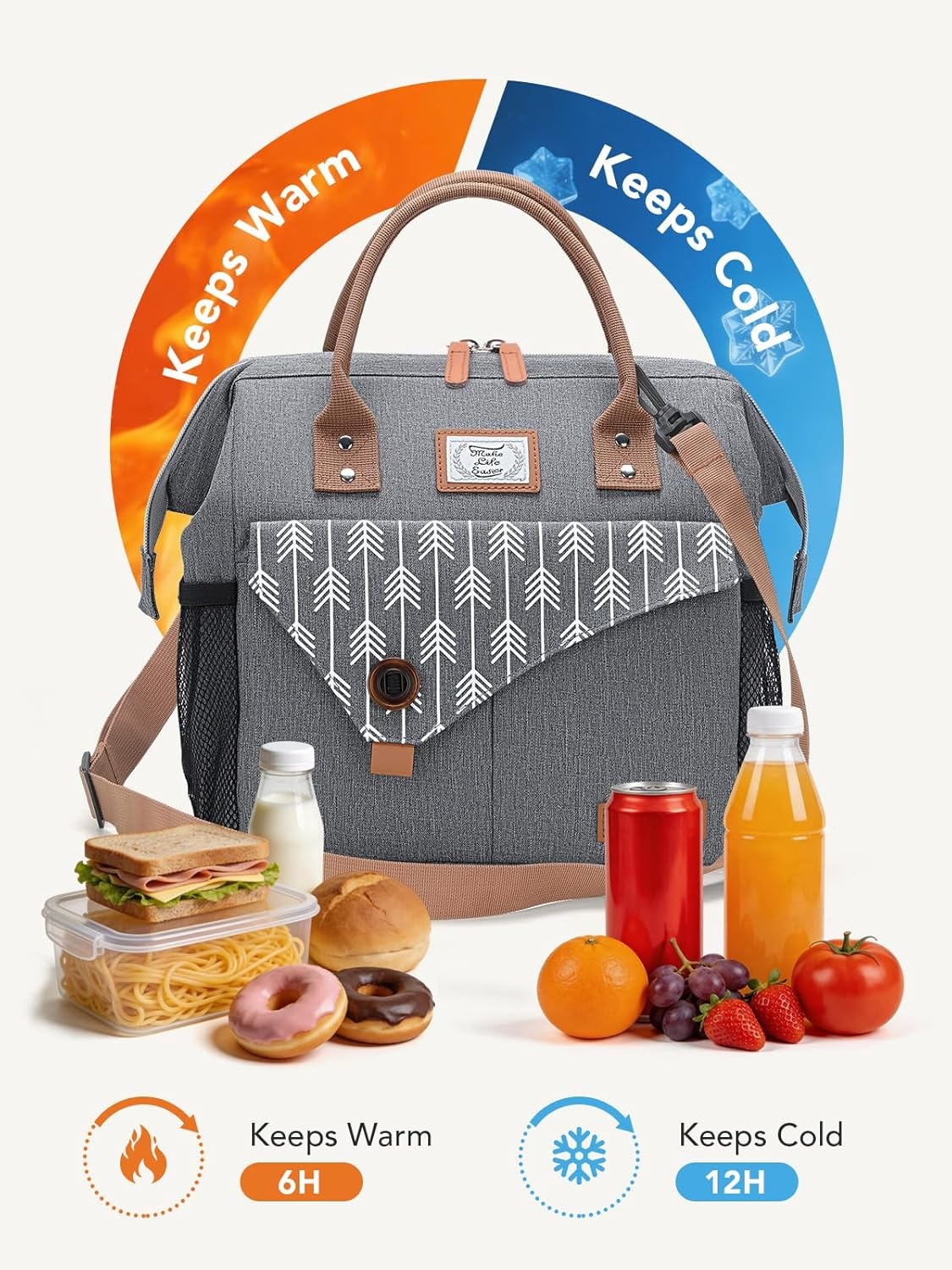 image:imageLekesky Pink Lunch Bag for Women Insulated Lunch Box Leakproof Lunchbox for Adult WorkG Grey