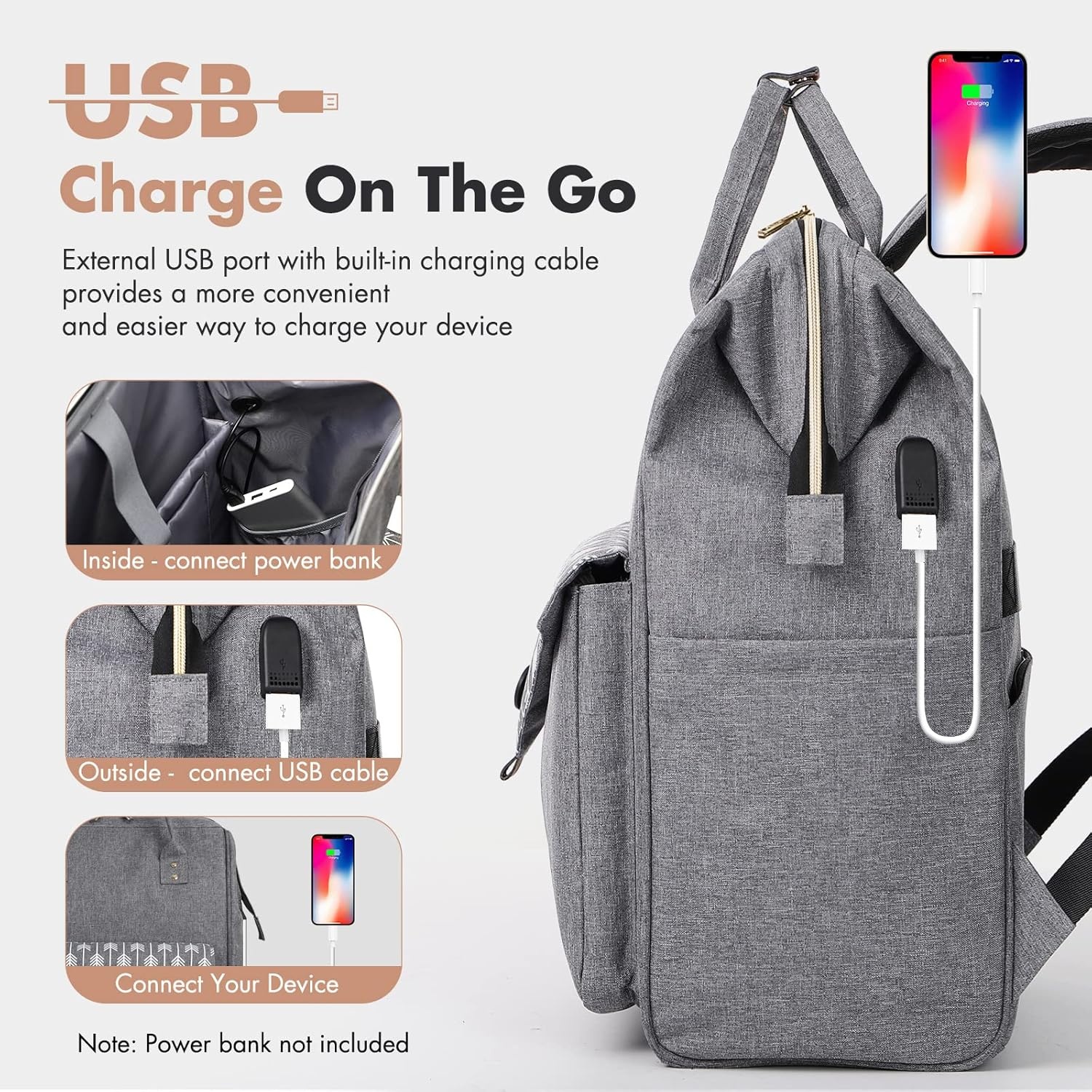 image:imageLekesky Women Travel Backpack 156 Inch Waterproof Backpack for TravelStylish Multi Pocket Laptop Backpack Grey Color