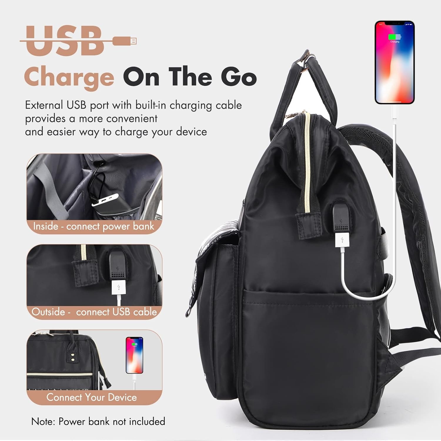 image:imageLekesky Work Backpack for Women Anti Theft Backpack for Women TravelComfortable Backpack Purse for Women Black Color