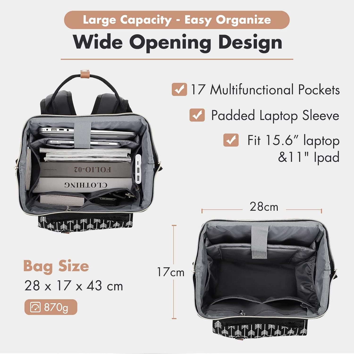 image:imageLekesky Work Backpack for Women Anti Theft Backpack for Women TravelComfortable Backpack Purse for Women Black Color