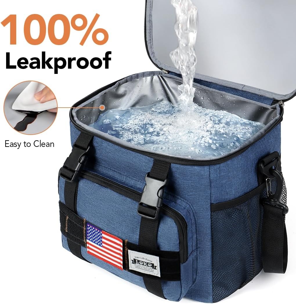 image:imageMen Ice Packs for Lunch Bags for Men Large Insulated Lunch Box with Leakproof PVC Bag Blue 15L