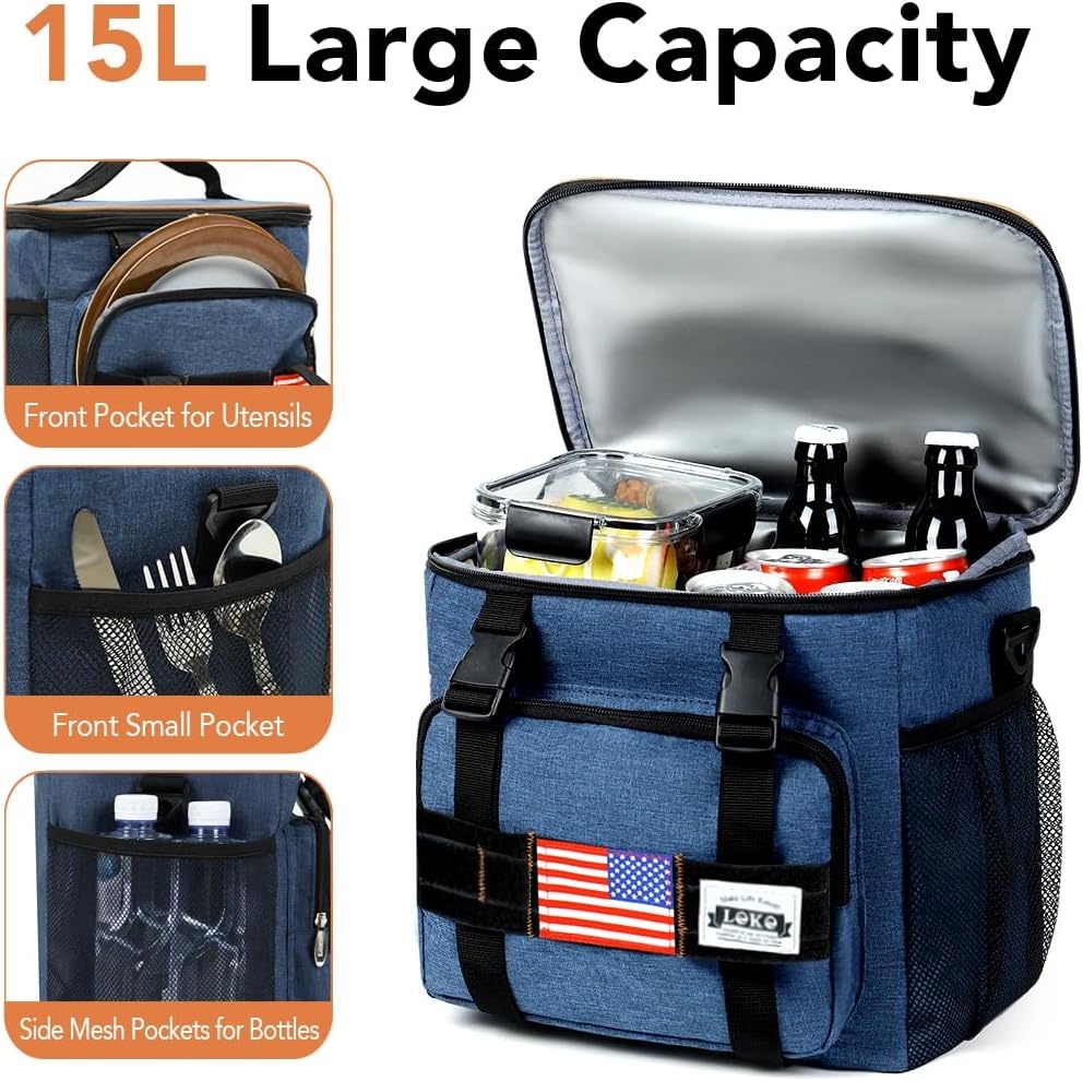 image:imageMen Ice Packs for Lunch Bags for Men Large Insulated Lunch Box with Leakproof PVC Bag Blue 15L
