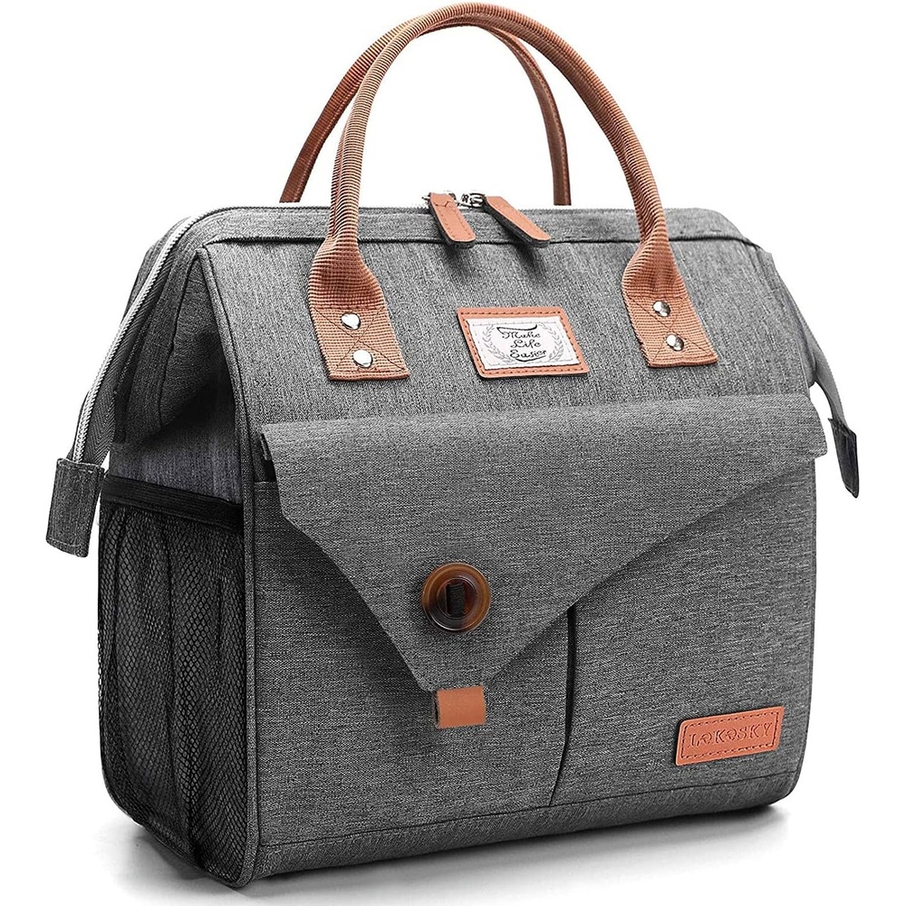 image:imageLekesky Pink Lunch Bag for Women Insulated Lunch Box Leakproof Lunchbox for Adult WorkB Pure grey