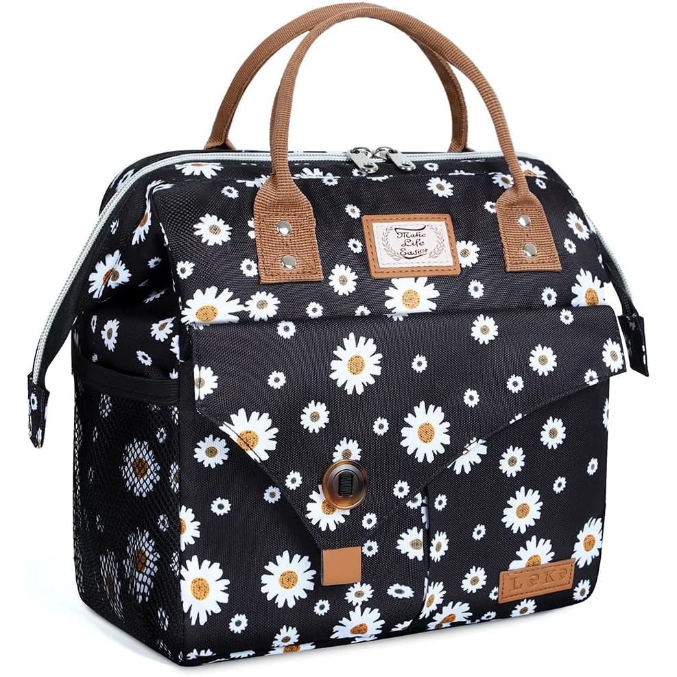 image:imageLekesky Pink Lunch Bag for Women Insulated Lunch Box Leakproof Lunchbox for Adult WorkD Daisy
