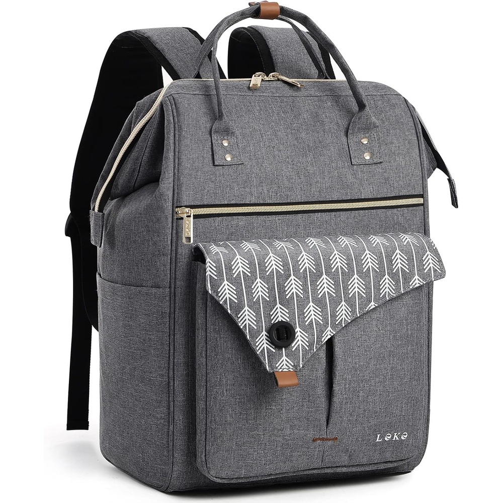 image:imageLekesky Women Travel Backpack 156 Inch Waterproof Backpack for TravelStylish Multi Pocket Laptop Backpack Grey Color