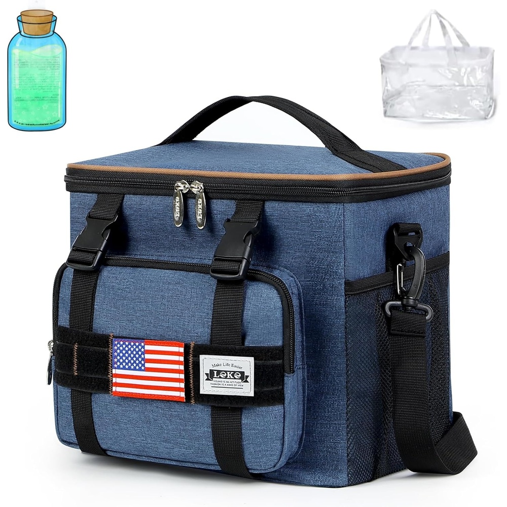 image:imageMen Ice Packs for Lunch Bags for Men Large Insulated Lunch Box with Leakproof PVC Bag Blue 15L