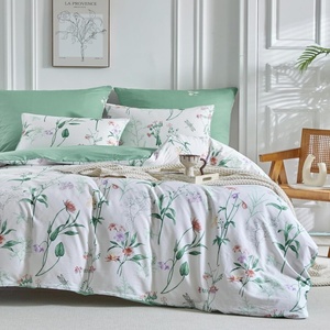image:imageLekesky Cotton Duvet Cover Queen Size 100 Cotton Reversible Green Floral Duvet Cover Set with Zipper Soft and Breathable 3 Pieces White Bedding Set Queen Comforter Cover Queen 90x9002  Mint Floral No Comforter