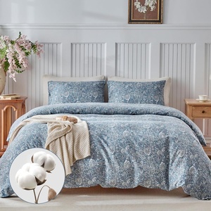 image:imageLekesky Cotton Duvet Cover Queen Size 100 Cotton Reversible Green Floral Duvet Cover Set with Zipper Soft and Breathable 3 Pieces White Bedding Set Queen Comforter Cover Queen 90x9007  Grey Paisleyno Comforter