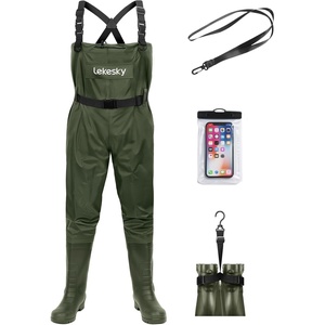 image:imageLekesky Fly Fishing Chest Waders with Boots for Men Women US Sizes 5142Ply NylonPvc Waterproof WadersGreen