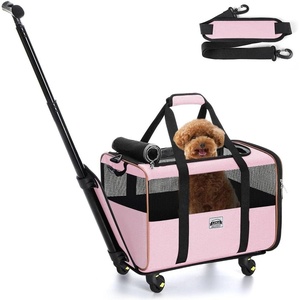 image:imageLekesky Wheeled Pet Carrier Airline Approved Small Dog Carrier for Puppy and Kitten 15 Lbs Pet Carrier for Cat Soft Cat Carrier with Wheels Collapsible Cat Carrier Bag Pink