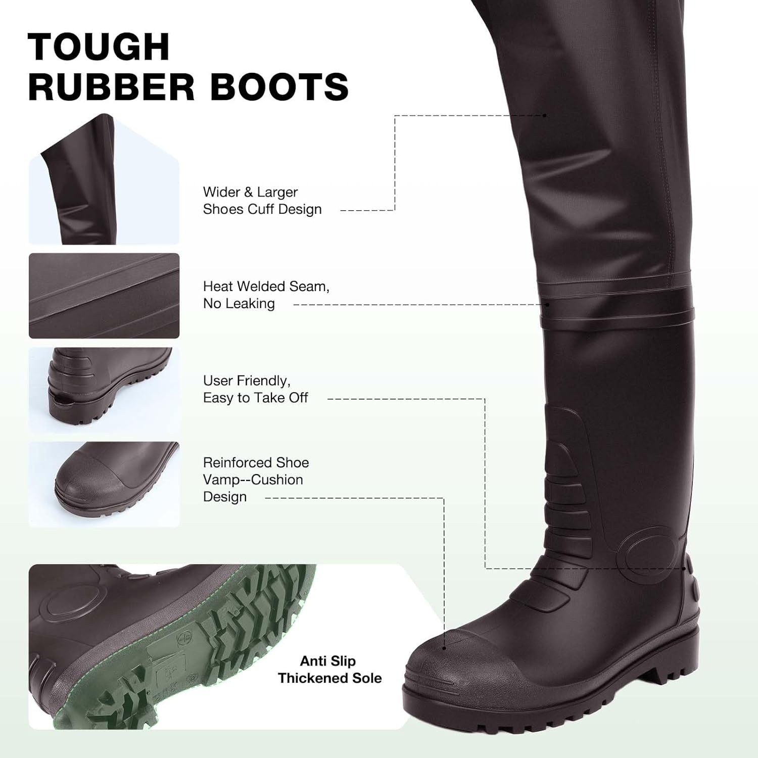 image:imageLekesky Fly Fishing Chest Waders with Boots for Men Women US Sizes 5142Ply NylonPVC Waterproof Waders