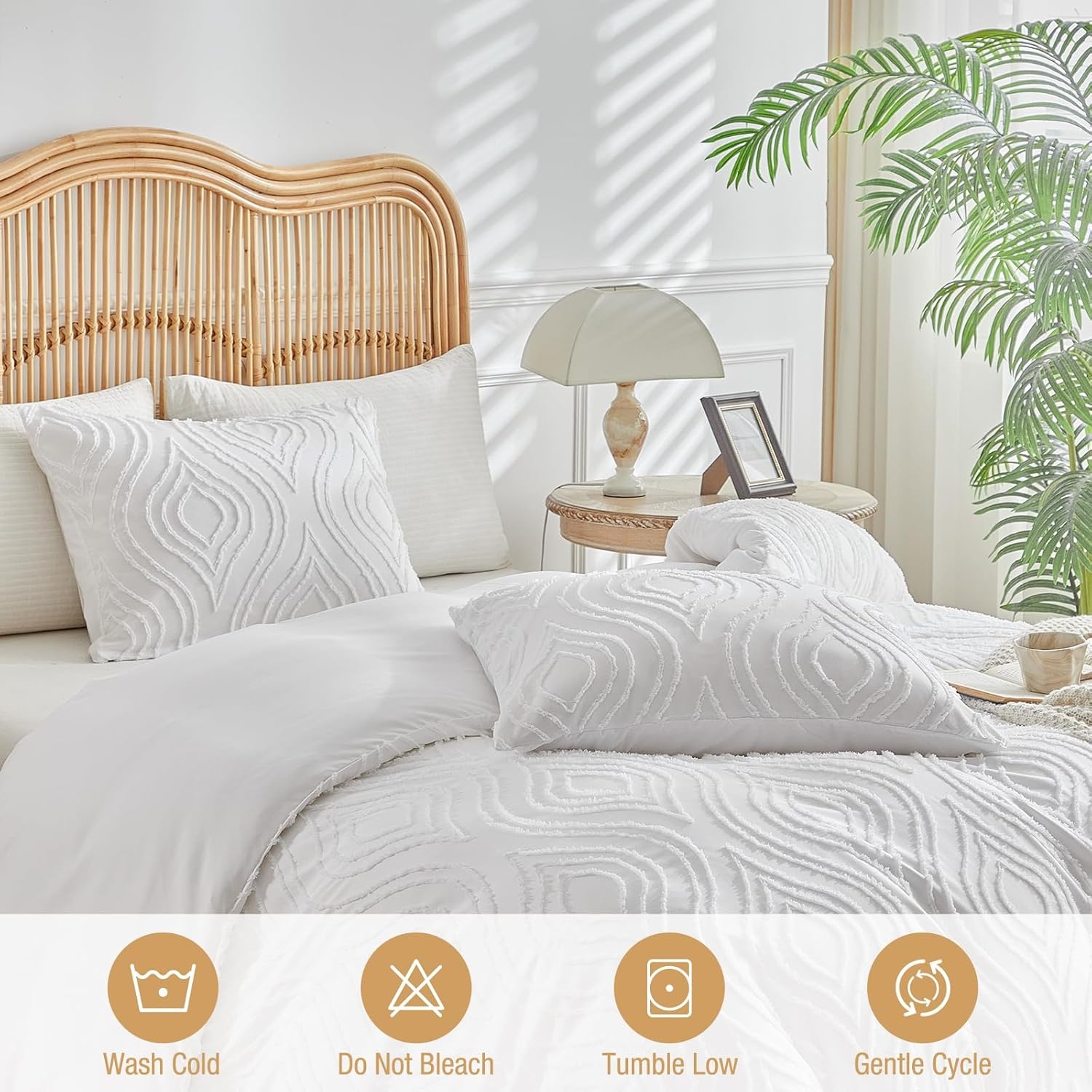 image:imageLekesky King Size Duvet Cover Set Hazy Blue Duvet Cover UltraSoft Microfiber 3 Pieces Comforter Cover with Zipper and Corner Ties Includes 2 Pillowcases 20x36Cwhite Ripple No Comforter