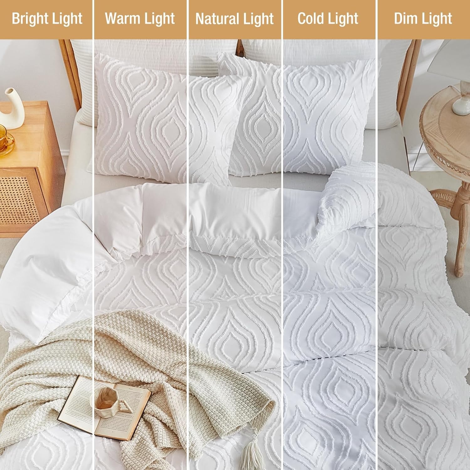 image:imageLekesky King Size Duvet Cover Set Hazy Blue Duvet Cover UltraSoft Microfiber 3 Pieces Comforter Cover with Zipper and Corner Ties Includes 2 Pillowcases 20x36Cwhite Ripple No Comforter