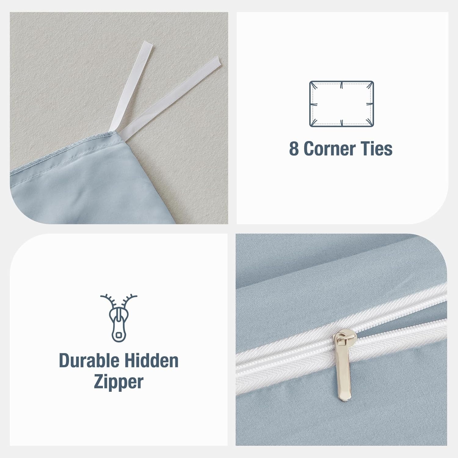 image:imageLekesky King Size Duvet Cover Set Hazy Blue Duvet Cover UltraSoft Microfiber 3 Pieces Comforter Cover with Zipper and Corner Ties Includes 2 Pillowcases 20x36A Hazy Blueno Comforter