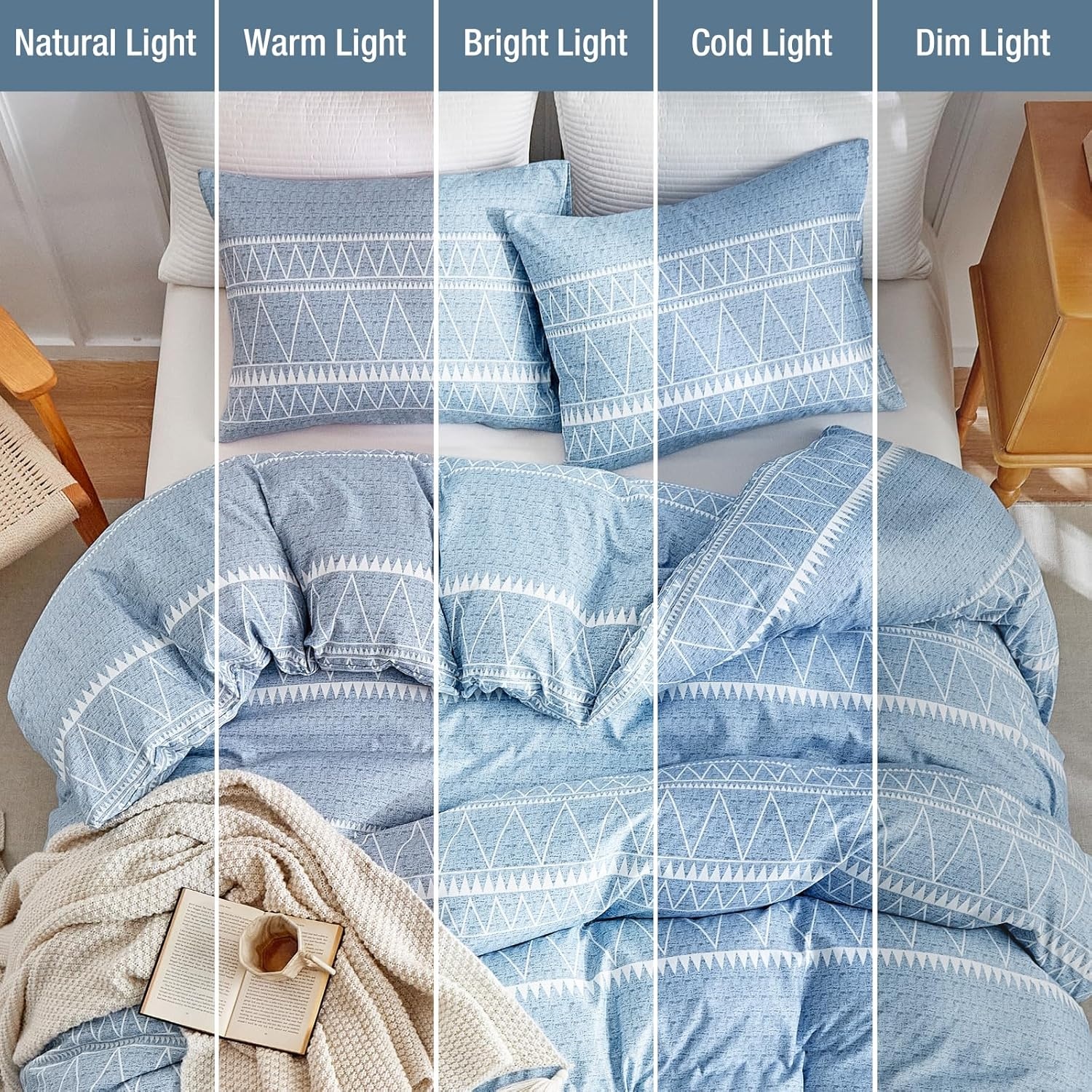 image:imageLekesky King Size Duvet Cover Set Hazy Blue Duvet Cover UltraSoft Microfiber 3 Pieces Comforter Cover with Zipper and Corner Ties Includes 2 Pillowcases 20x36Alight Blue