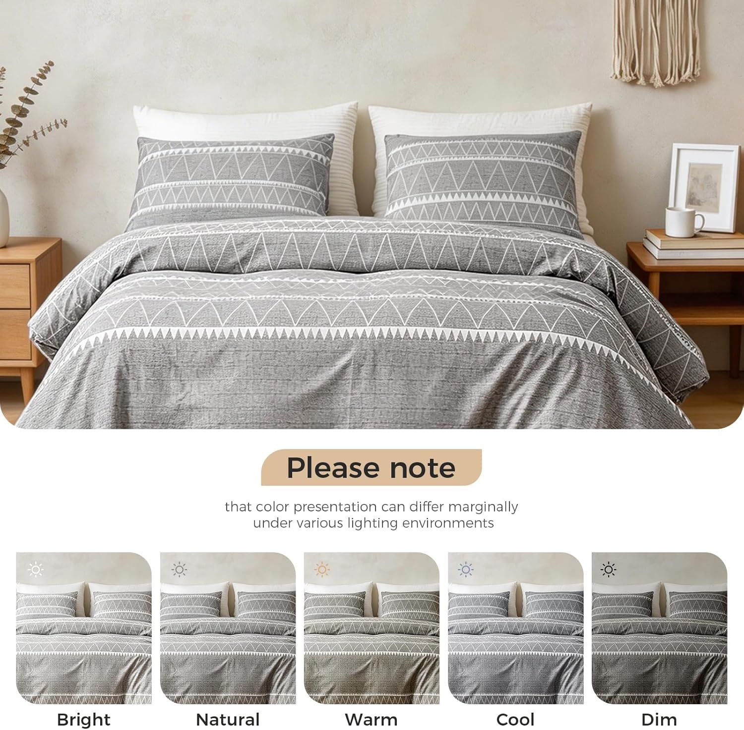 image:imageLekesky King Size Duvet Cover Set Hazy Blue Duvet Cover UltraSoft Microfiber 3 Pieces Comforter Cover with Zipper and Corner Ties Includes 2 Pillowcases 20x36Agrey