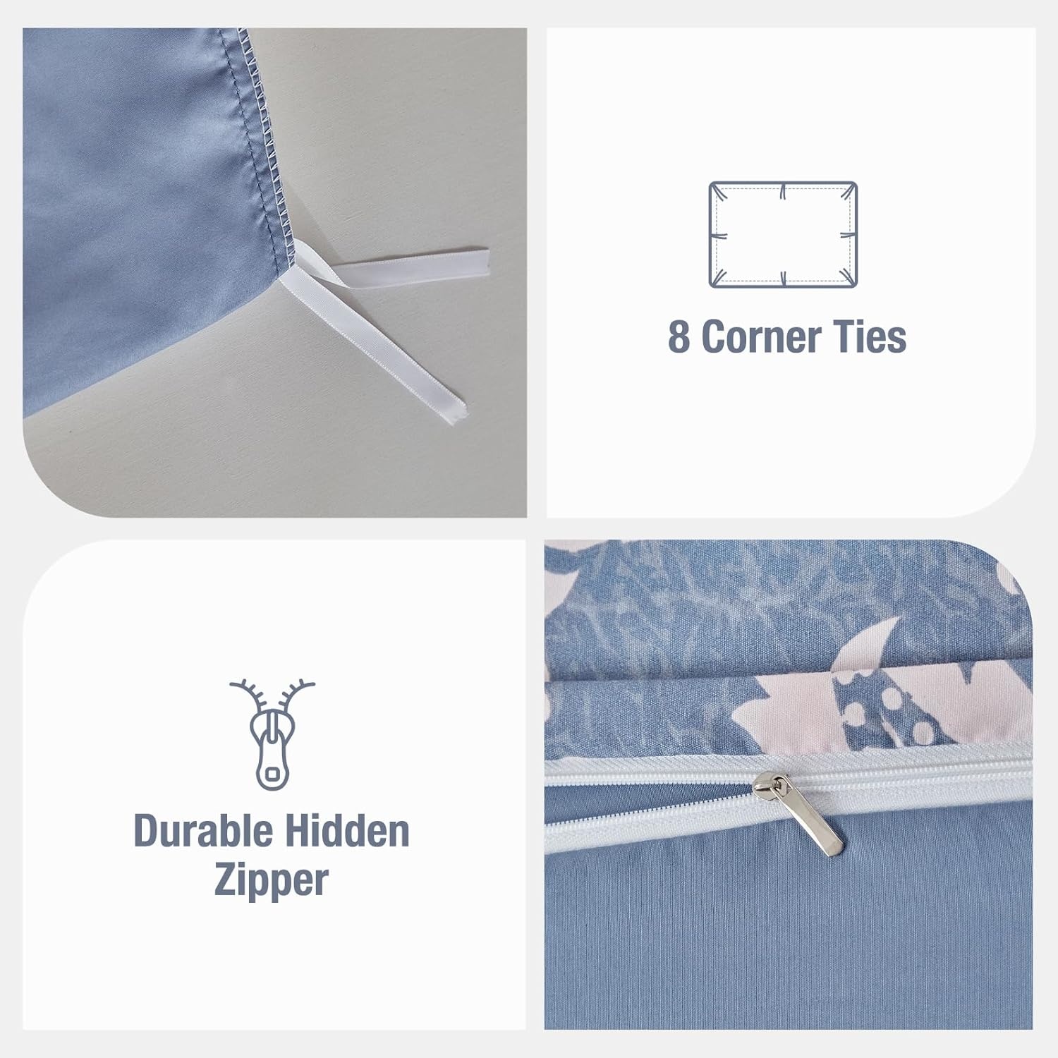 image:imageLekesky King Size Duvet Cover Set Hazy Blue Duvet Cover UltraSoft Microfiber 3 Pieces Comforter Cover with Zipper and Corner Ties Includes 2 Pillowcases 20x36Cpaisley Blueno Comforter