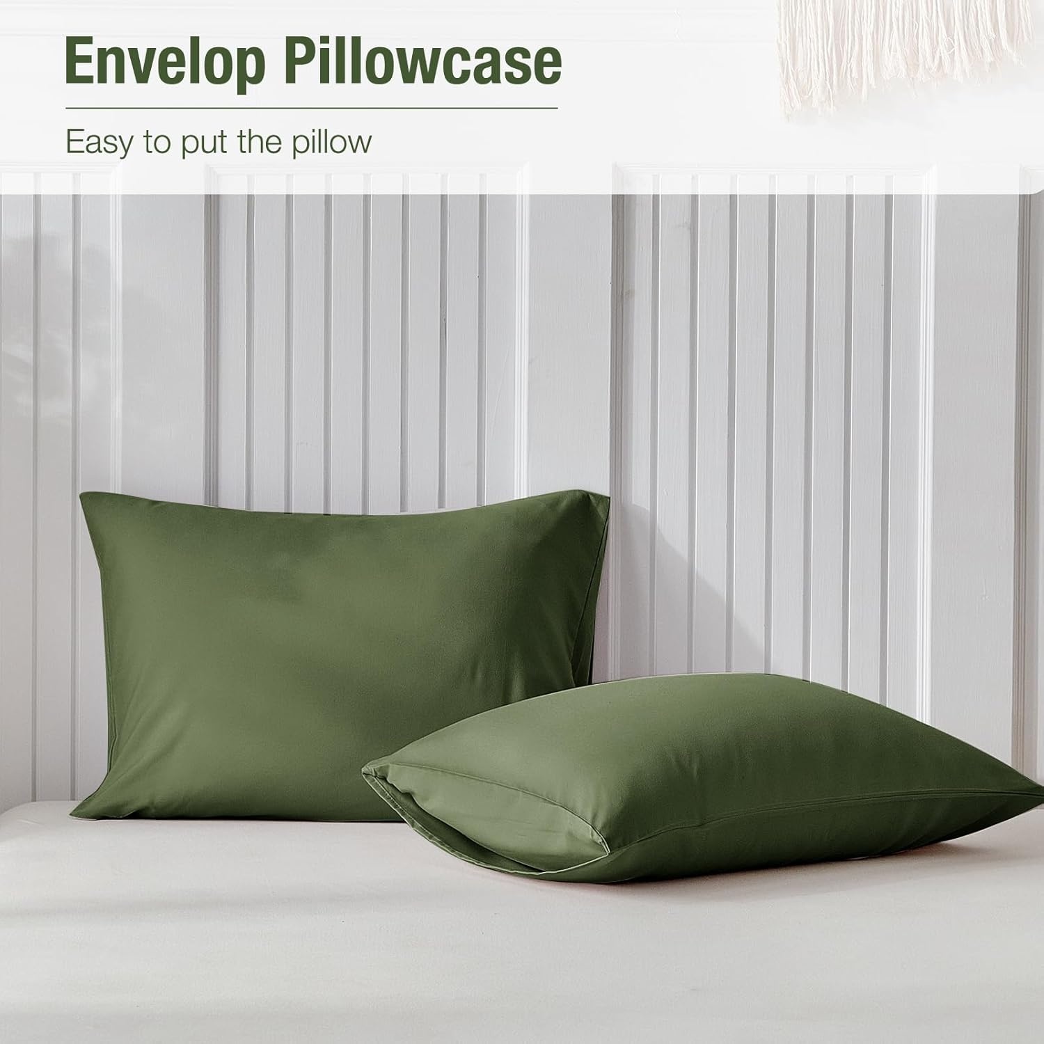 image:imageLekesky King Size Duvet Cover Set Hazy Blue Duvet Cover UltraSoft Microfiber 3 Pieces Comforter Cover with Zipper and Corner Ties Includes 2 Pillowcases 20x36D Olive Greenno Comforter