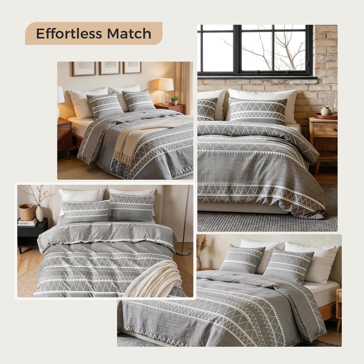 image:imageLekesky King Size Duvet Cover Set Hazy Blue Duvet Cover UltraSoft Microfiber 3 Pieces Comforter Cover with Zipper and Corner Ties Includes 2 Pillowcases 20x36Agrey
