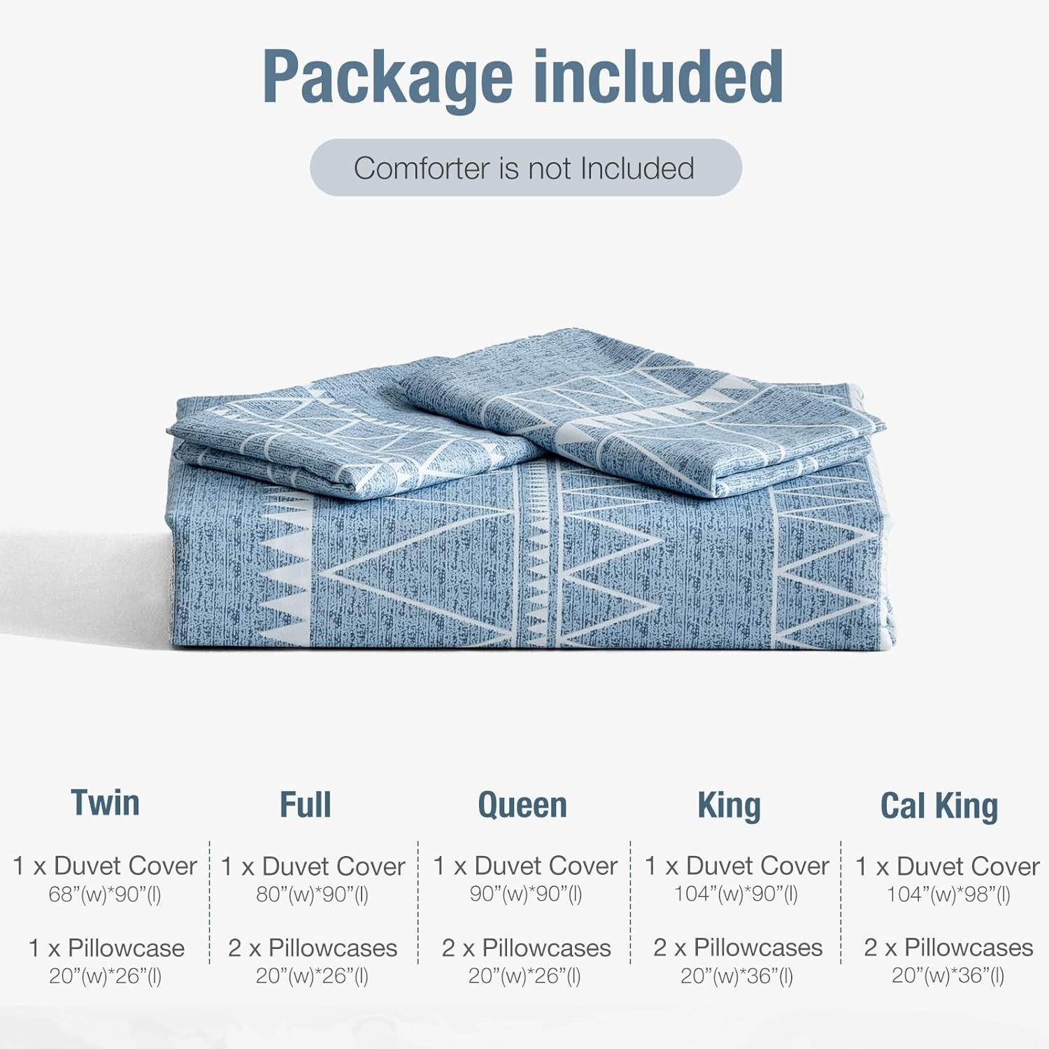 image:imageLekesky King Size Duvet Cover Set Hazy Blue Duvet Cover UltraSoft Microfiber 3 Pieces Comforter Cover with Zipper and Corner Ties Includes 2 Pillowcases 20x36Alight Blue